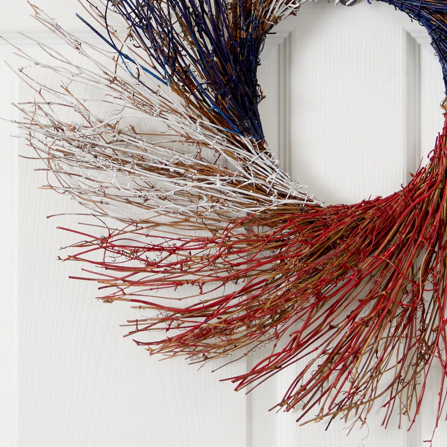 24” Americana Twig Wreath Red White and Blue