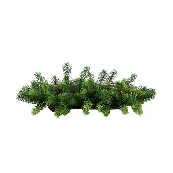 24” Artificial Christmas Pine Double Candle Holder with Pinecones