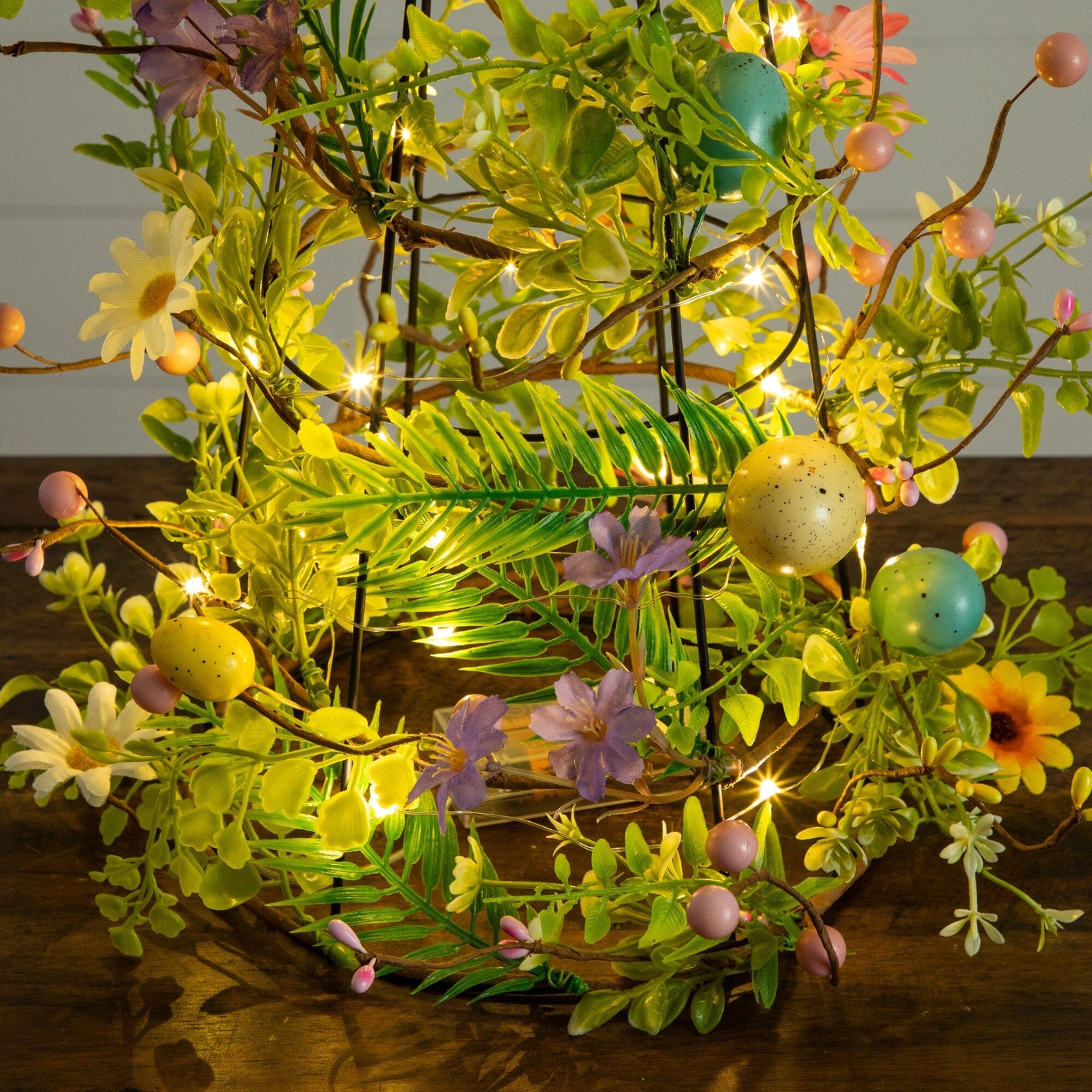 24" Artificial Easter Cone Tree with Wild Flowers and Mini Eggs