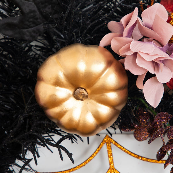 24” Artificial Halloween Wreath with Skulls, Spiders and Pumpkins