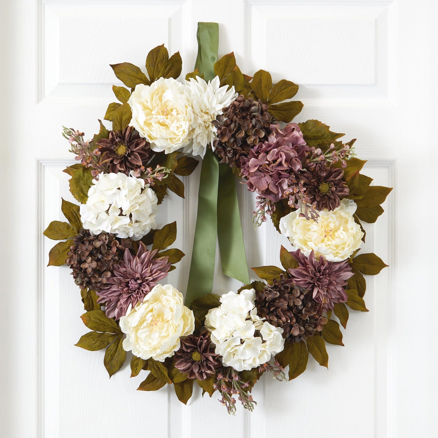 24” Artificial Peony, Dahlia and Hydrangea Wreath