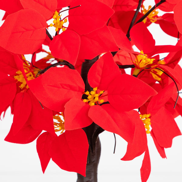 24” Artificial Pre-Lit Poinsettia Christmas Tree with 24 LED Lights