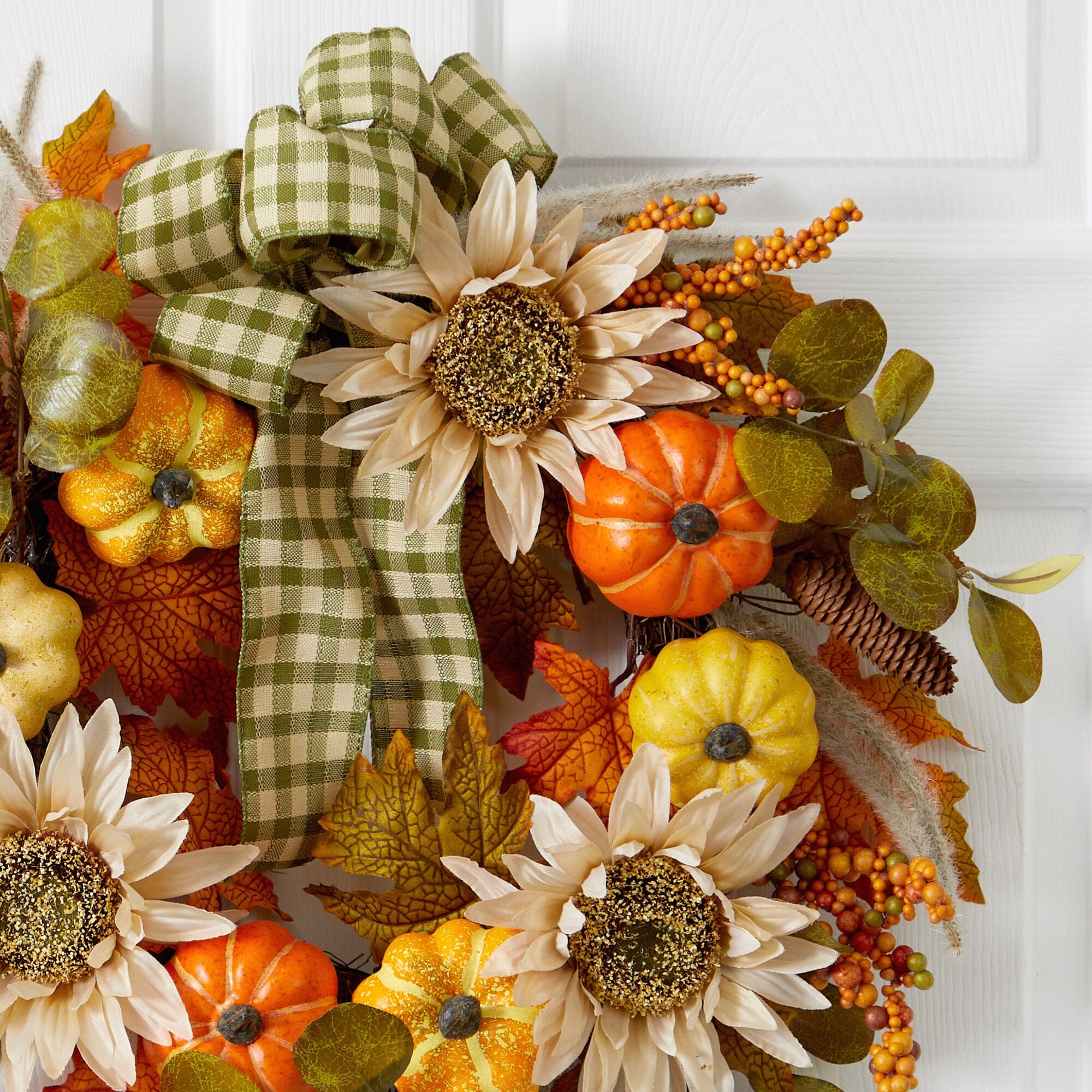 24” Fall Pumpkin, Sunflower Artificial Autumn Wreath with