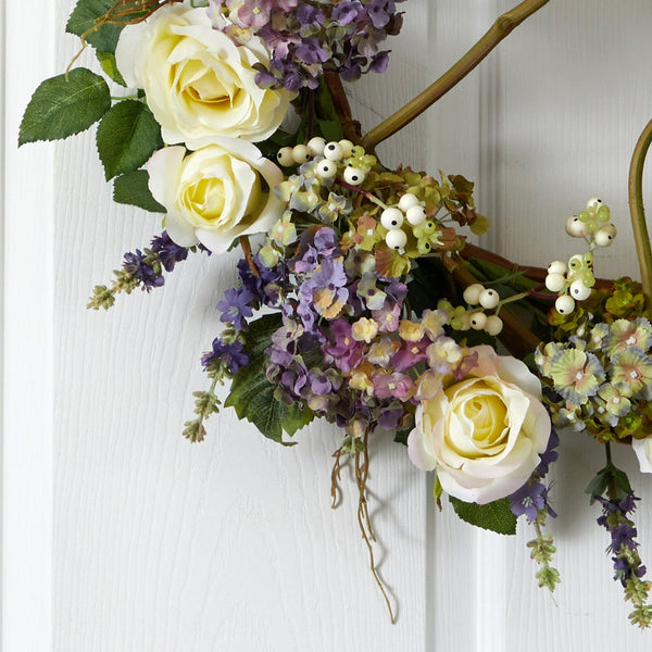 24" Hydrangea Rose Wreath"