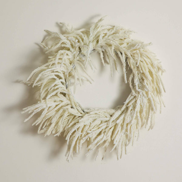 24" Artificia Real Touch White Norfolk Island Pine Wreath with Natural Look