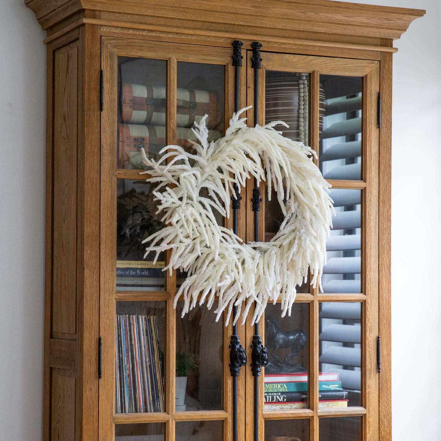 24" Artificia Real Touch White Norfolk Island Pine Wreath with Natural Look