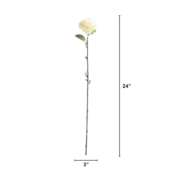 24" Artificial Pincushion Protea Flower Stem - Set of 4