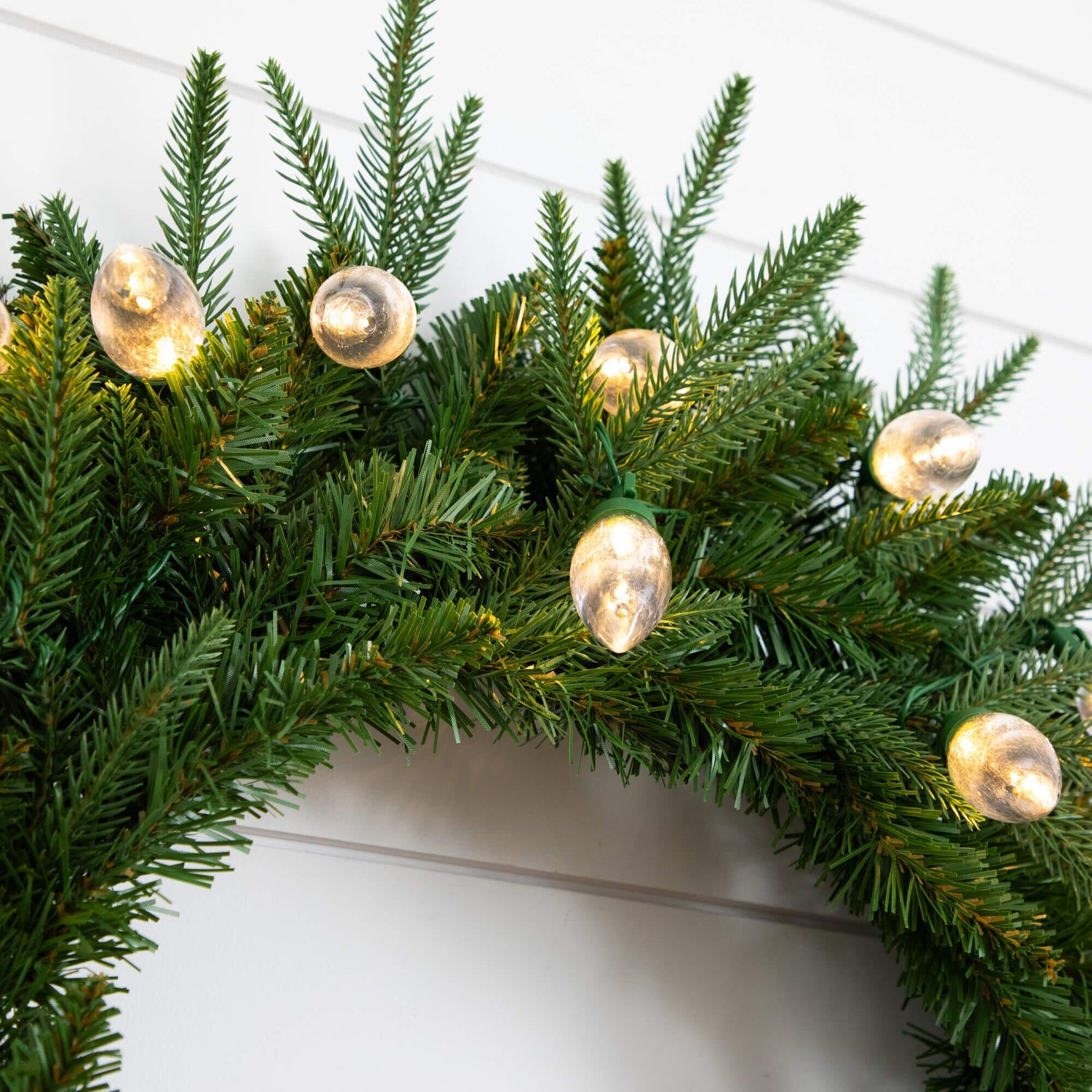 24" Pre-Lit Artificial Luxembourg Pine Christmas Wreath with 35 Multicolored Traditional Bulb LED Lights