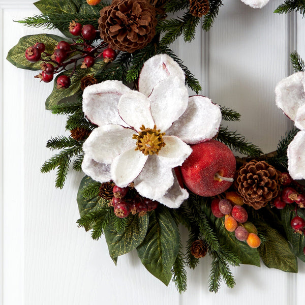 24" Magnolia Pinecone & Berry Wreath"