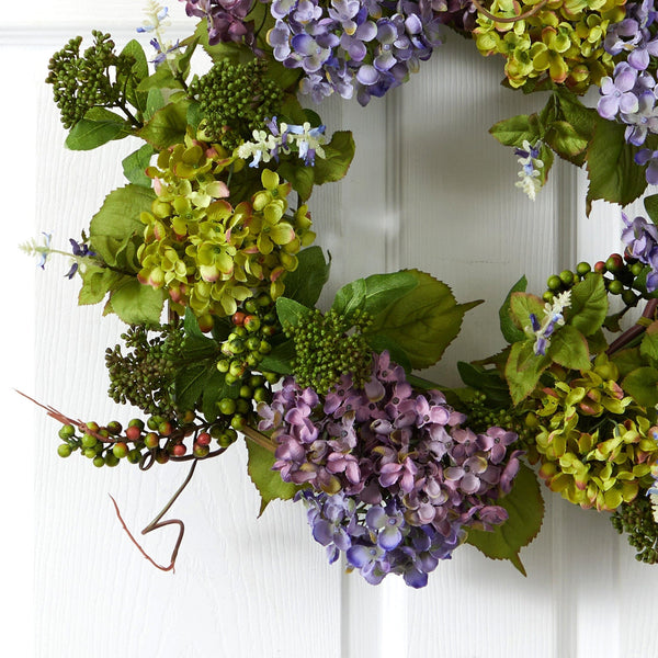 24" Mixed Hydrangea Wreath"