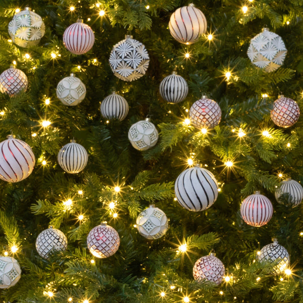 24-pc Pink and Sliver Ball Shatterproof Christmas Ornaments