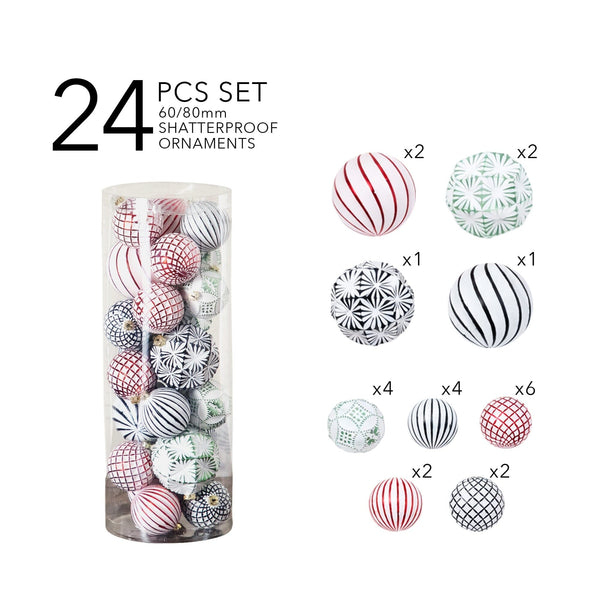 24-pc Pink and Sliver Ball Shatterproof Christmas Ornaments