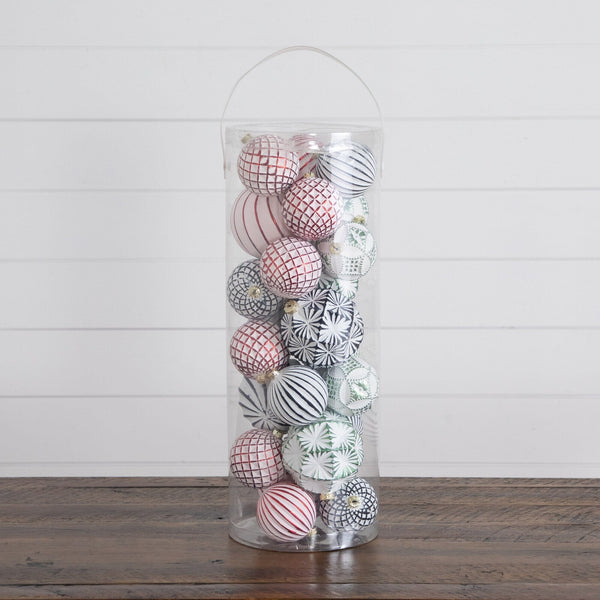 24-pc Pink and Sliver Ball Shatterproof Christmas Ornaments