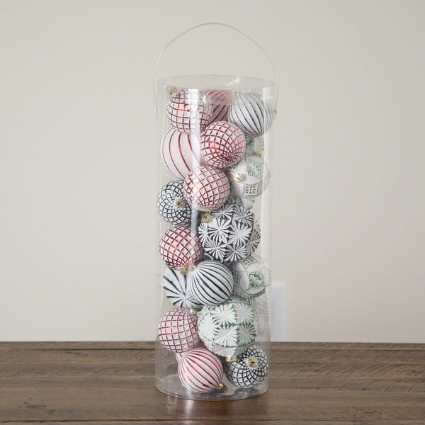 24-pc Pink and Sliver Ball Shatterproof Christmas Ornaments