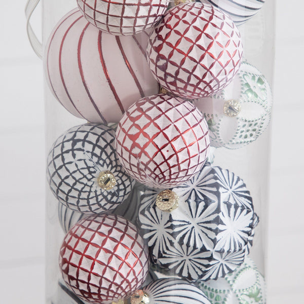 24-pc Pink and Sliver Ball Shatterproof Christmas Ornaments