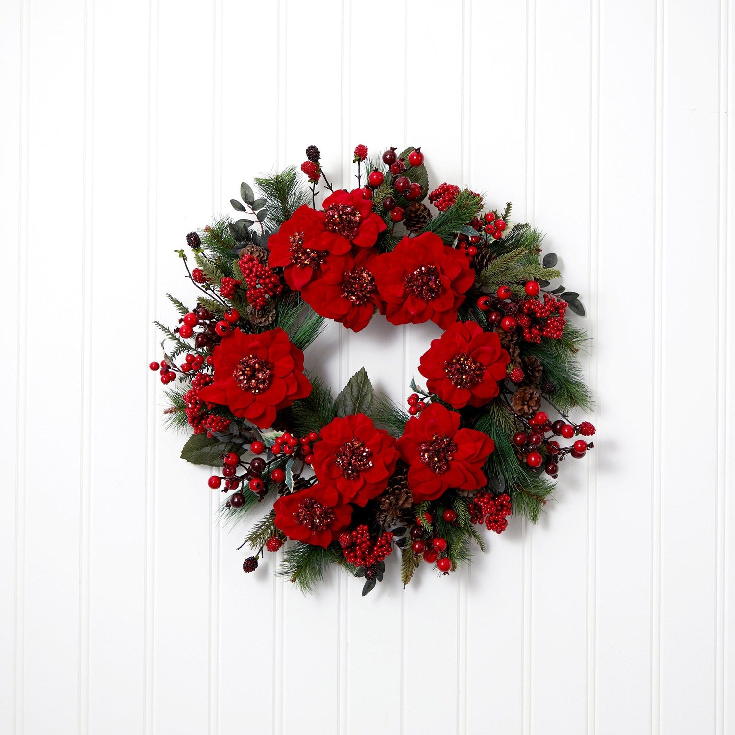 24" Poinsettia Wreath"
