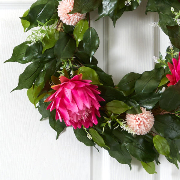 24” Protea Artificial Wreath