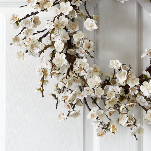 24” Silk Plum Blossom Wreath