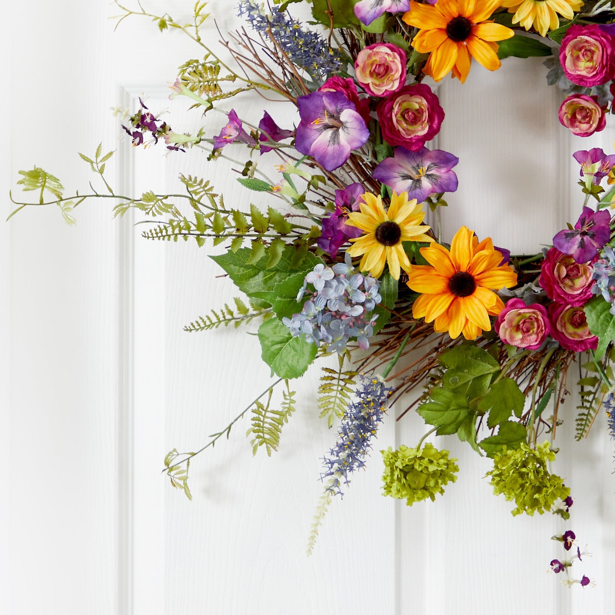 24” Spring Garden Wreath w/Twig Base | Nearly Natural
