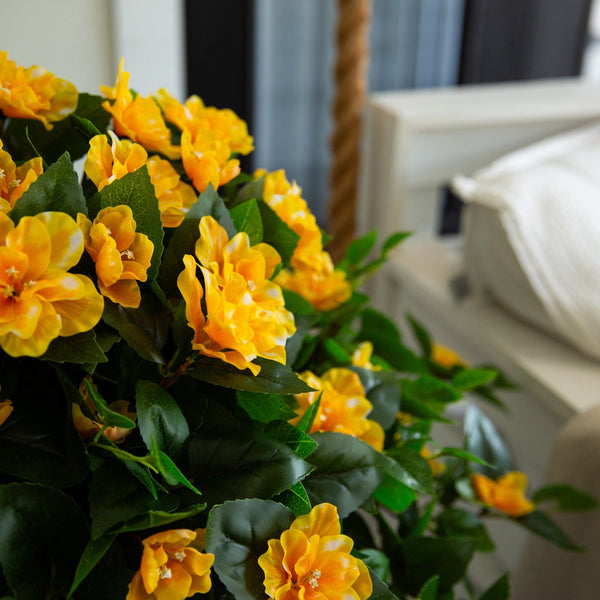 24" UV Resistant Artificial Azalea Hanging Plant (Indoor/Outdoor) - Set of 3