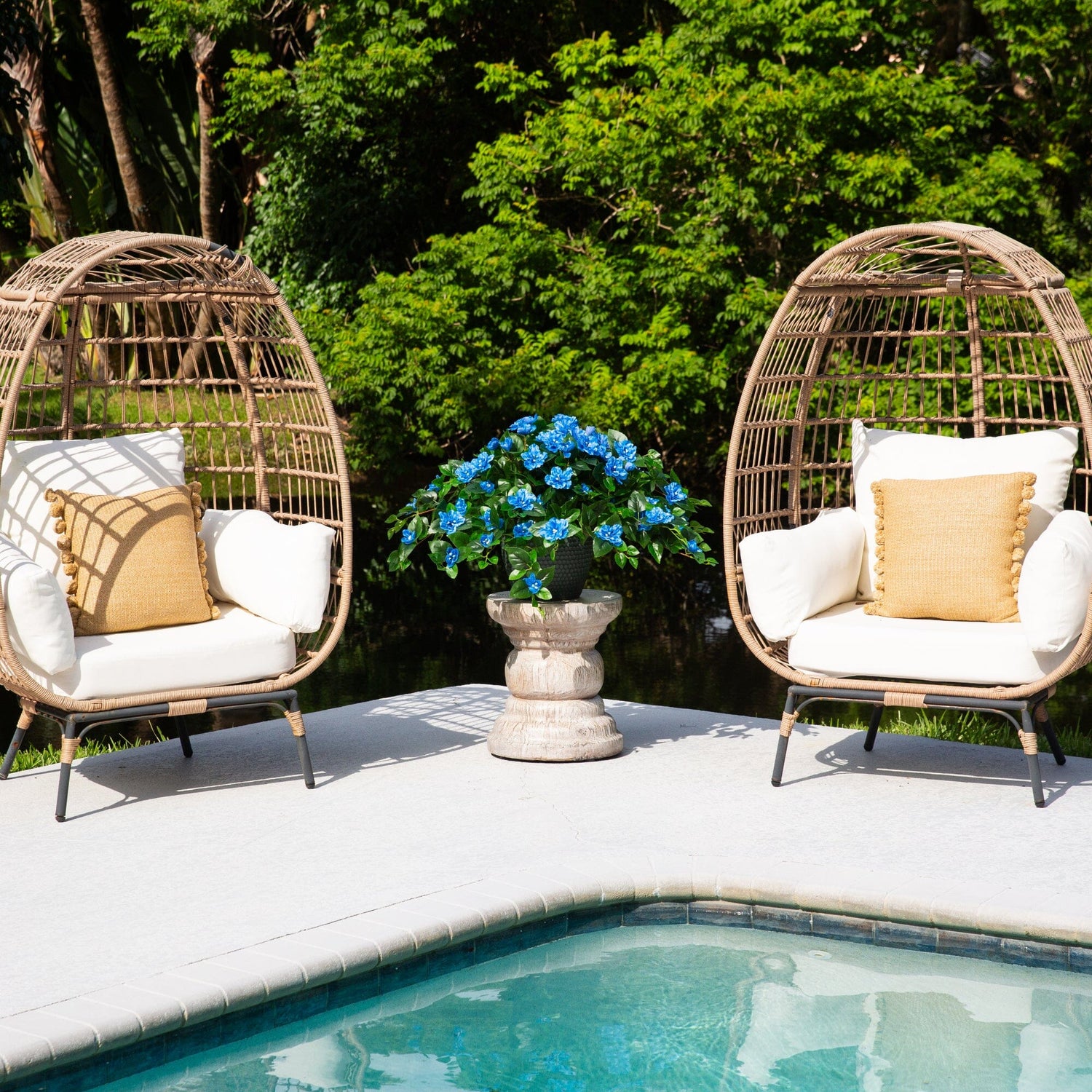 24" UV Resistant Artificial Azalea Hanging Plant (Indoor/Outdoor) - Set of 3