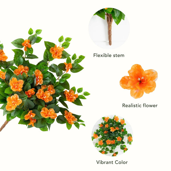 24" UV Resistant Artificial Azalea Hanging Plant (Indoor/Outdoor) - Set of 3