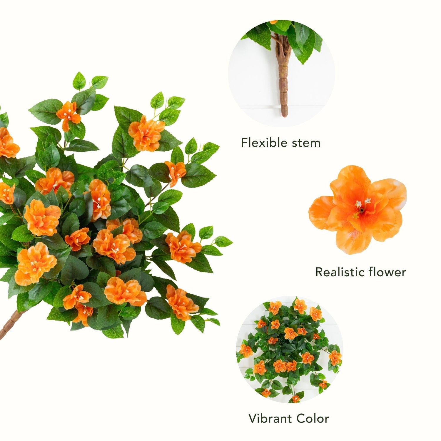 24" UV Resistant Artificial Azalea Hanging Plant (Indoor/Outdoor) - Set of 3