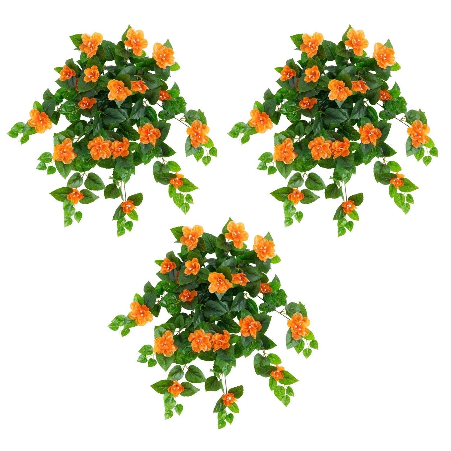 24" UV Resistant Artificial Azalea Hanging Plant (Indoor/Outdoor) - Set of 3