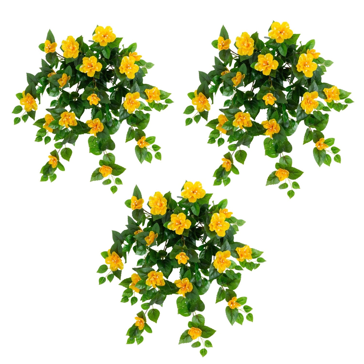 24" UV Resistant Artificial Azalea Hanging Plant (Indoor/Outdoor) - Set of 3