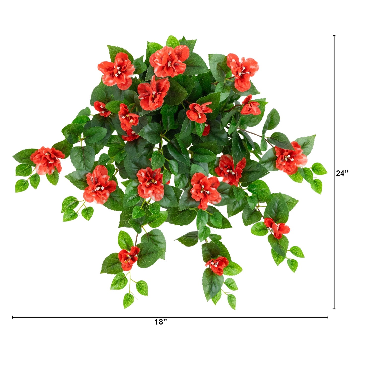 24" UV Resistant Artificial Azalea Hanging Plant (Indoor/Outdoor) - Set of 3