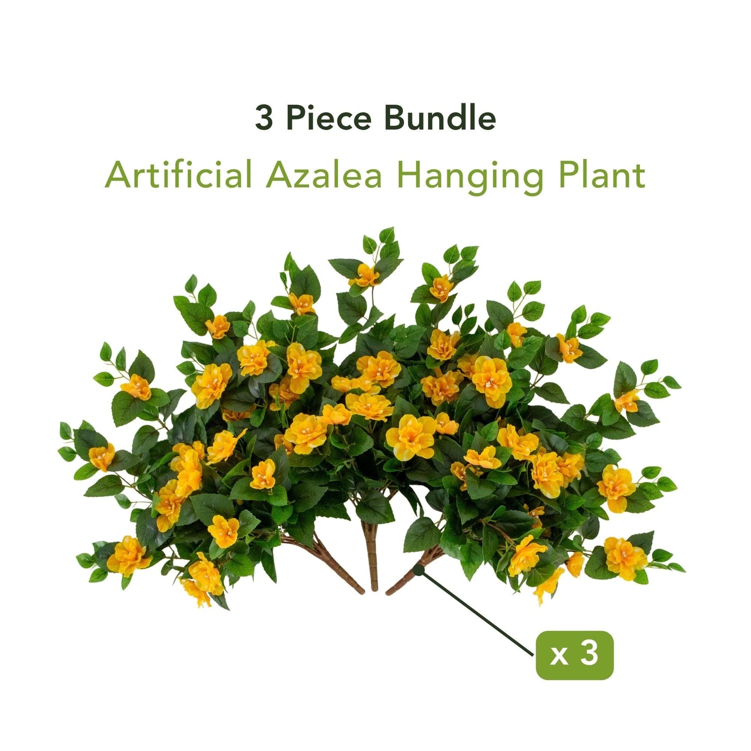 24" UV Resistant Artificial Azalea Hanging Plant (Indoor/Outdoor) - Set of 3
