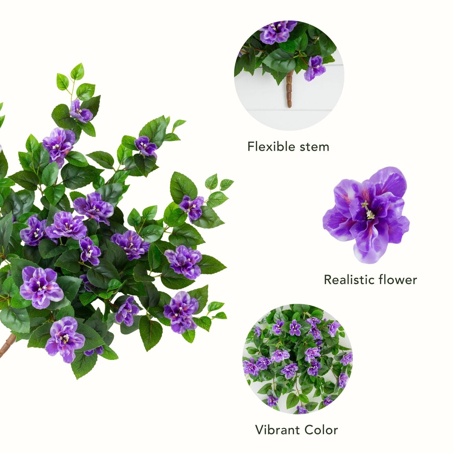 24" UV Resistant Artificial Azalea Hanging Plant (Indoor/Outdoor) - Set of 3