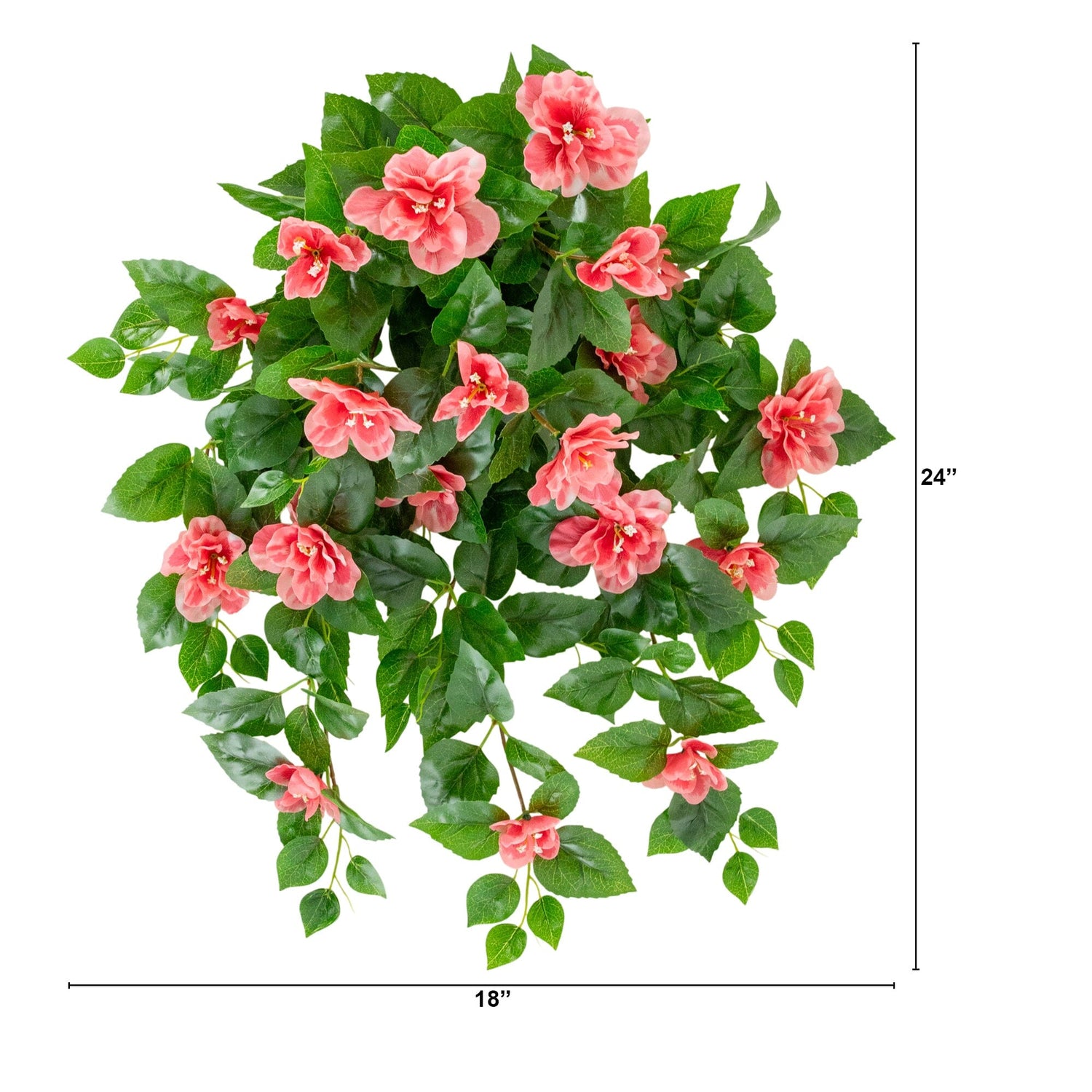 24" UV Resistant Artificial Azalea Hanging Plant (Indoor/Outdoor) - Set of 3