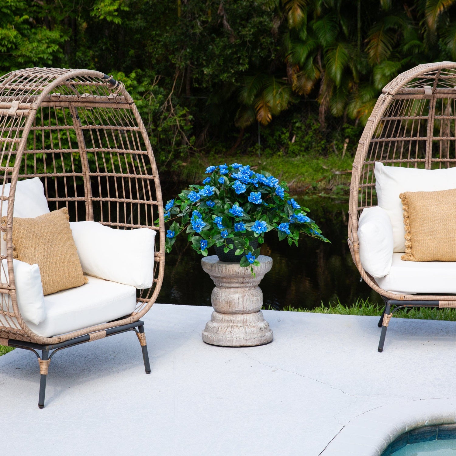 24" UV Resistant Artificial Azalea Hanging Plant (Indoor/Outdoor) - Set of 3