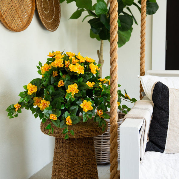 24" UV Resistant Artificial Azalea Hanging Plant (Indoor/Outdoor) - Set of 3