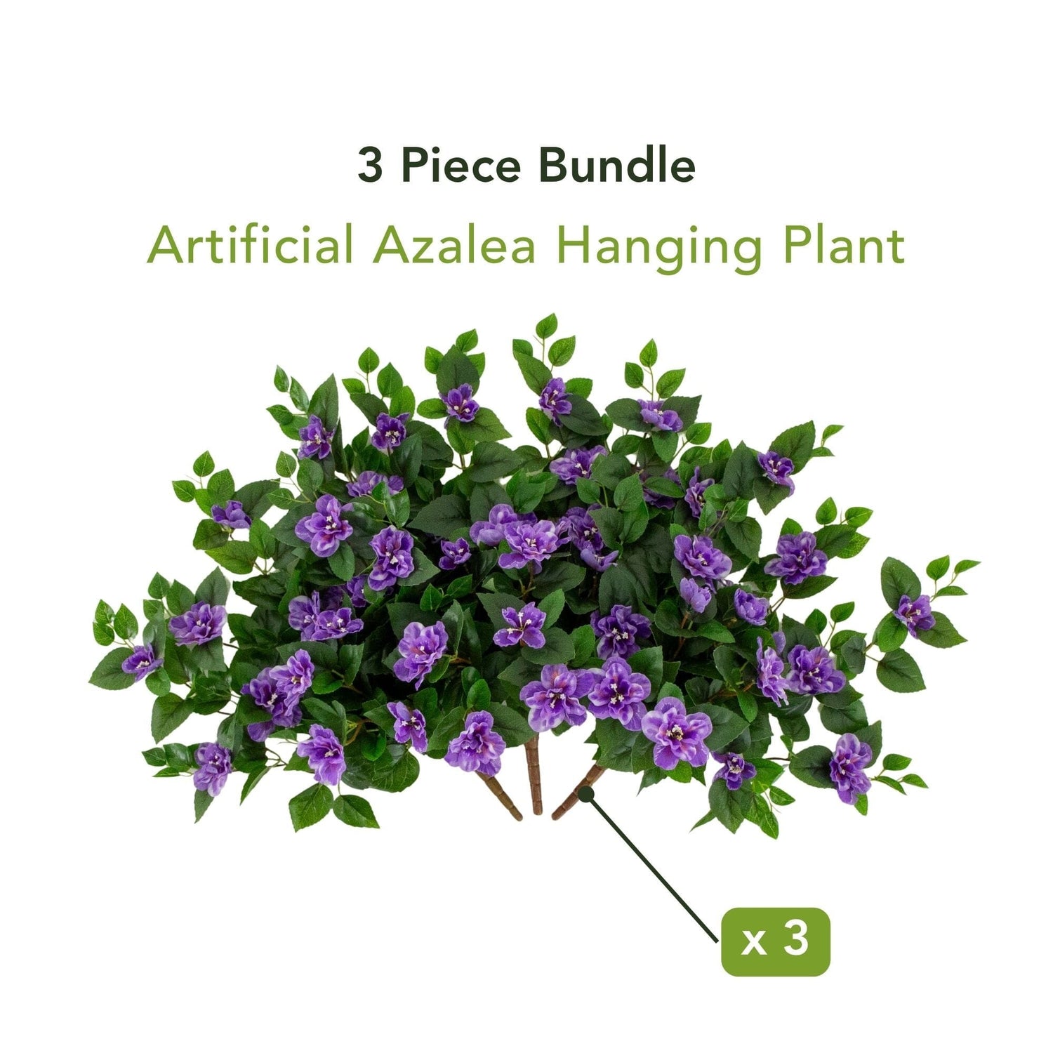 24" UV Resistant Artificial Azalea Hanging Plant (Indoor/Outdoor) - Set of 3