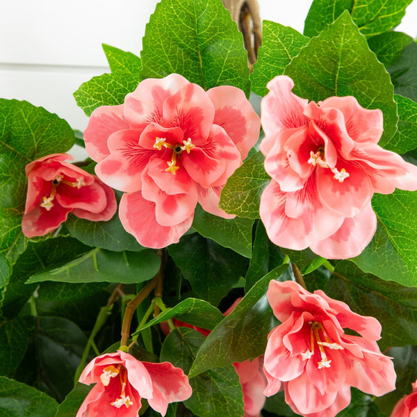 24" UV Resistant Artificial Azalea Hanging Plant (Indoor/Outdoor) - Set of 3