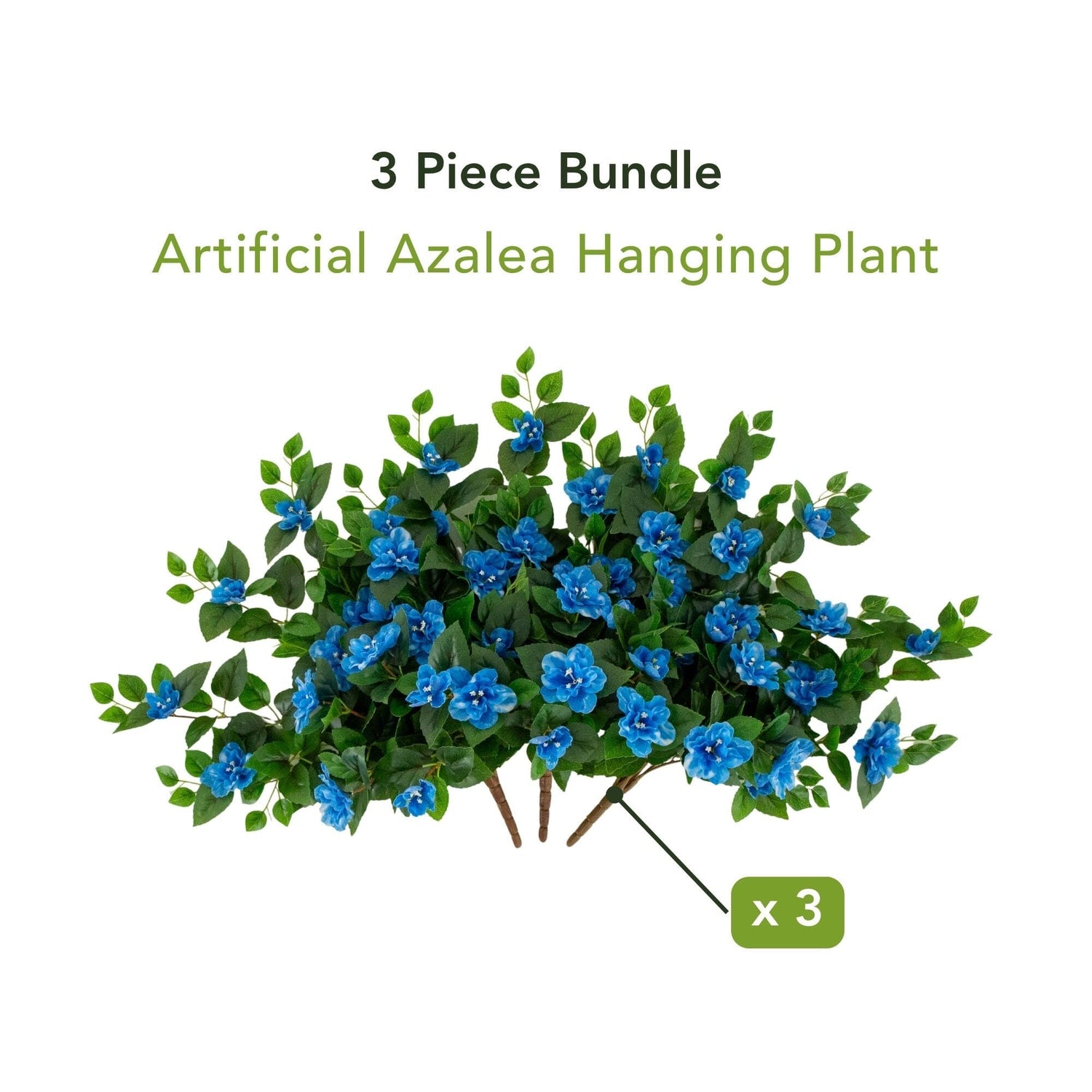 24" UV Resistant Artificial Azalea Hanging Plant (Indoor/Outdoor) - Set of 3