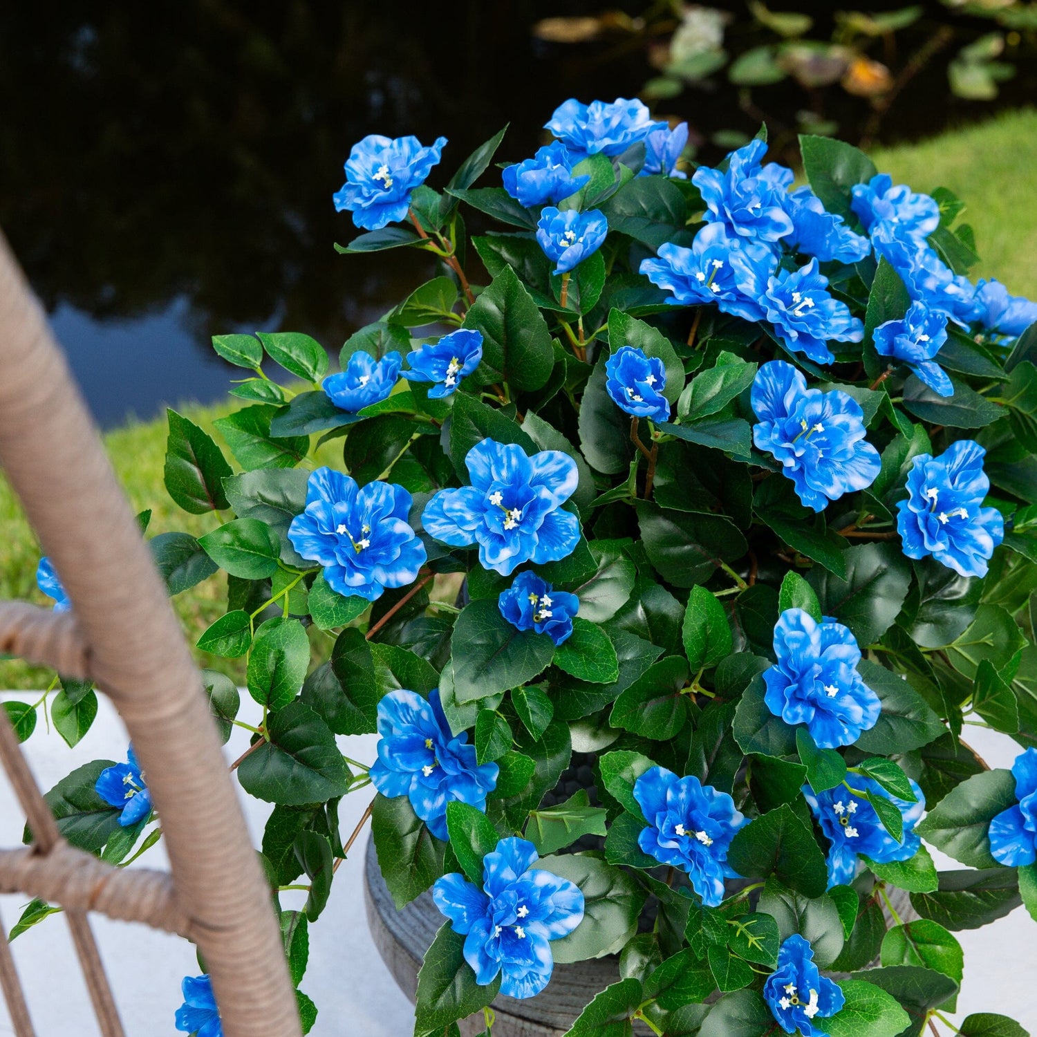 24" UV Resistant Artificial Azalea Hanging Plant (Indoor/Outdoor) - Set of 3