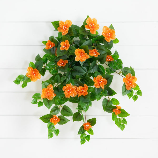 24" UV Resistant Artificial Azalea Hanging Plant (Indoor/Outdoor) - Set of 3