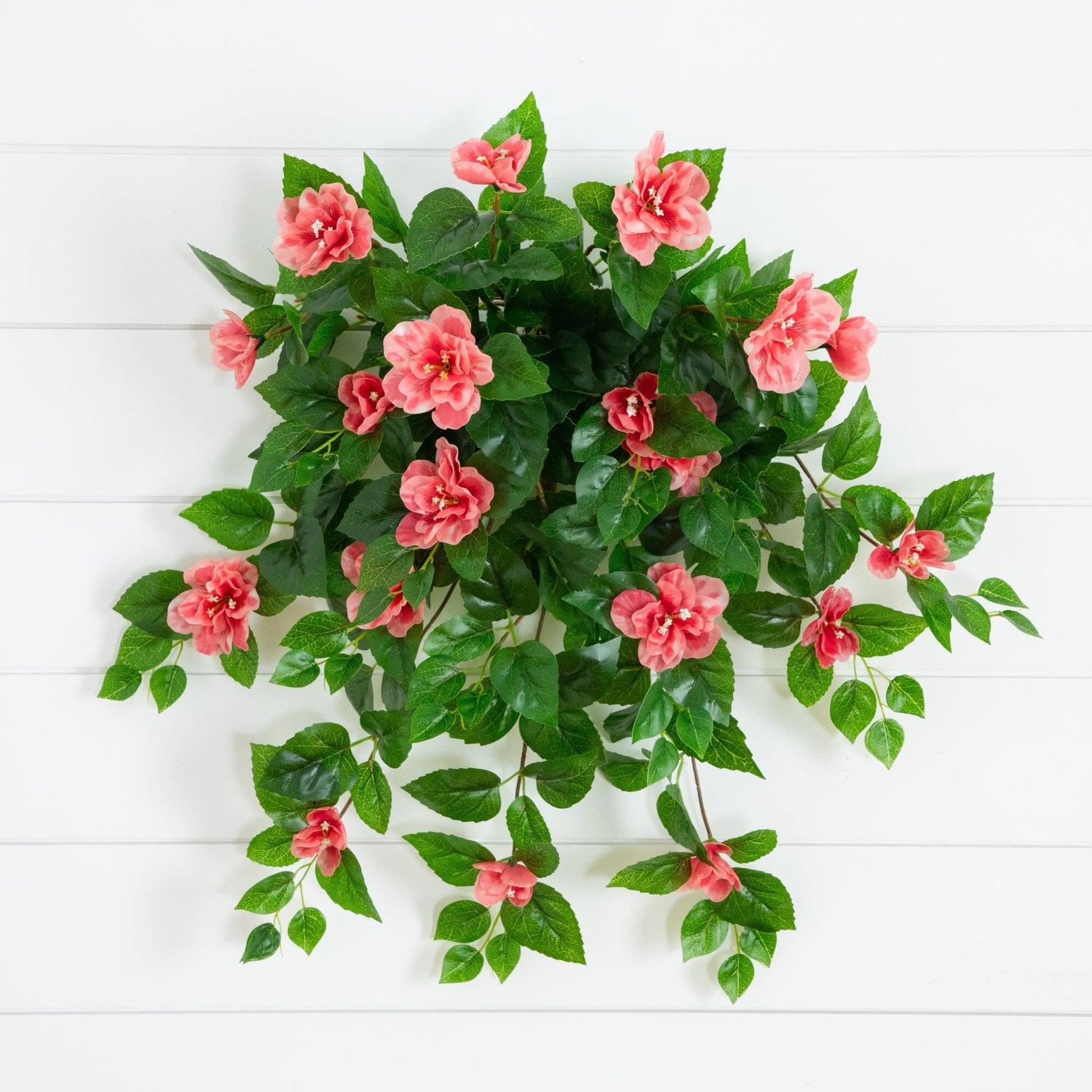 24" UV Resistant Artificial Azalea Hanging Plant (Indoor/Outdoor) - Set of 3