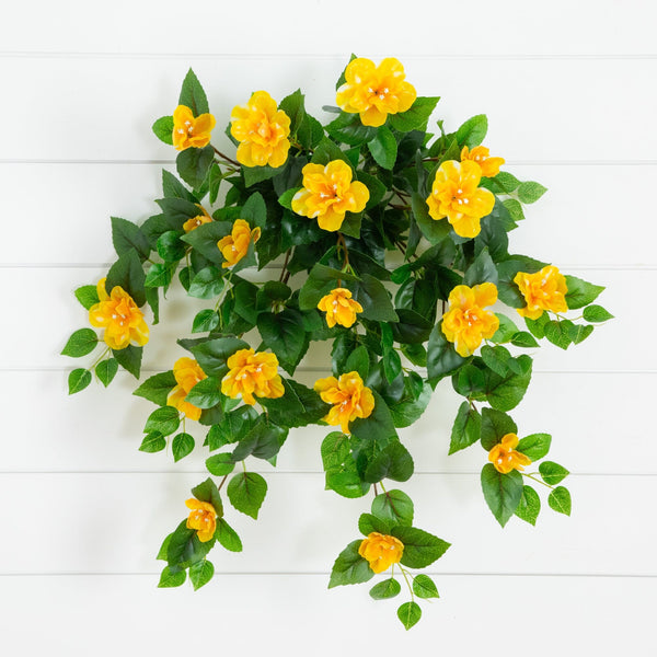 24" UV Resistant Artificial Azalea Hanging Plant (Indoor/Outdoor) - Set of 3