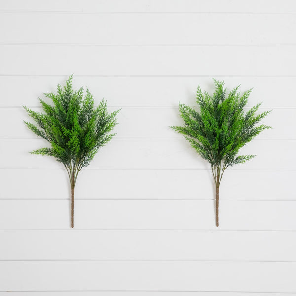 24” UV Resistant Artificial Cedar Bush (Indoor/Outdoor) - Set of 2