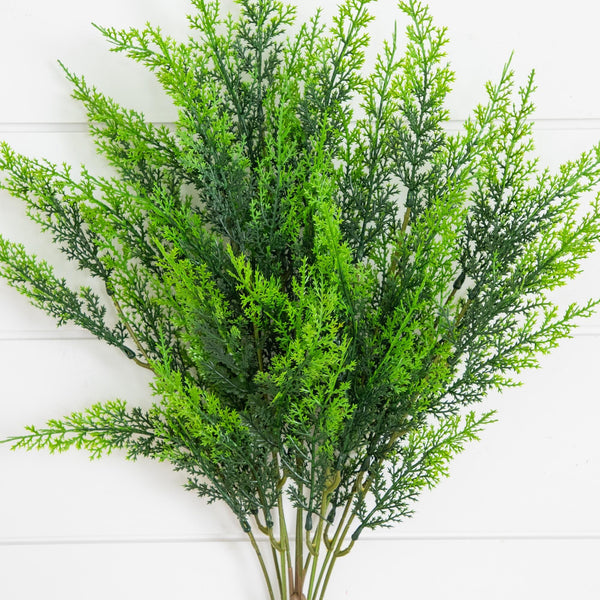 24” UV Resistant Artificial Cedar Bush (Indoor/Outdoor) - Set of 2