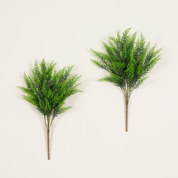 24” UV Resistant Artificial Cedar Bush (Indoor/Outdoor) - Set of 2