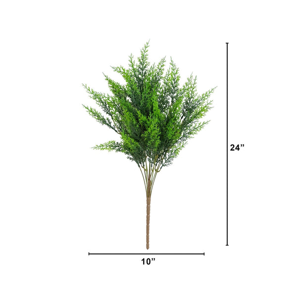 24” UV Resistant Artificial Cedar Bush (Indoor/Outdoor) - Set of 2