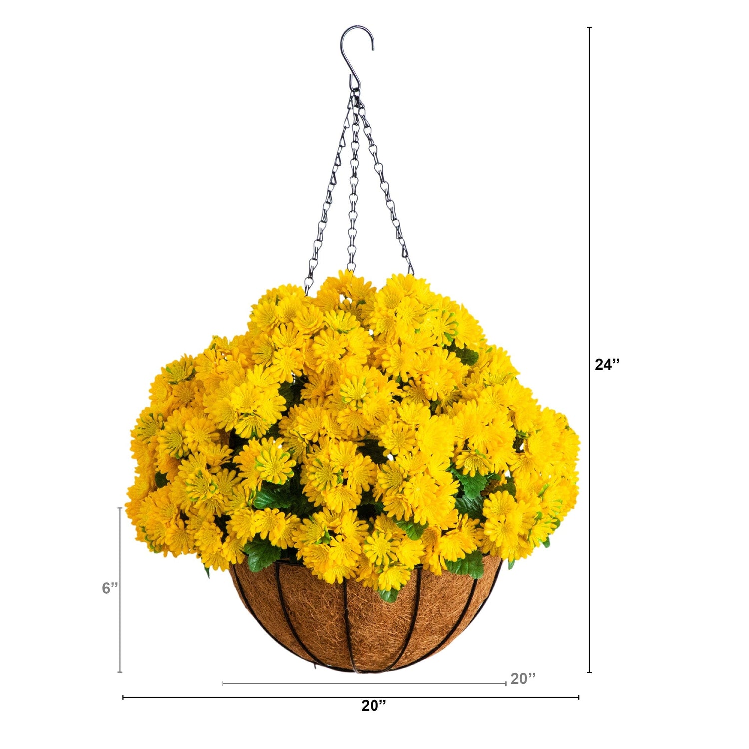 24" UV Resistant Artificial Chrysanthemum Hanging Basket (Indoor/Outdoor)