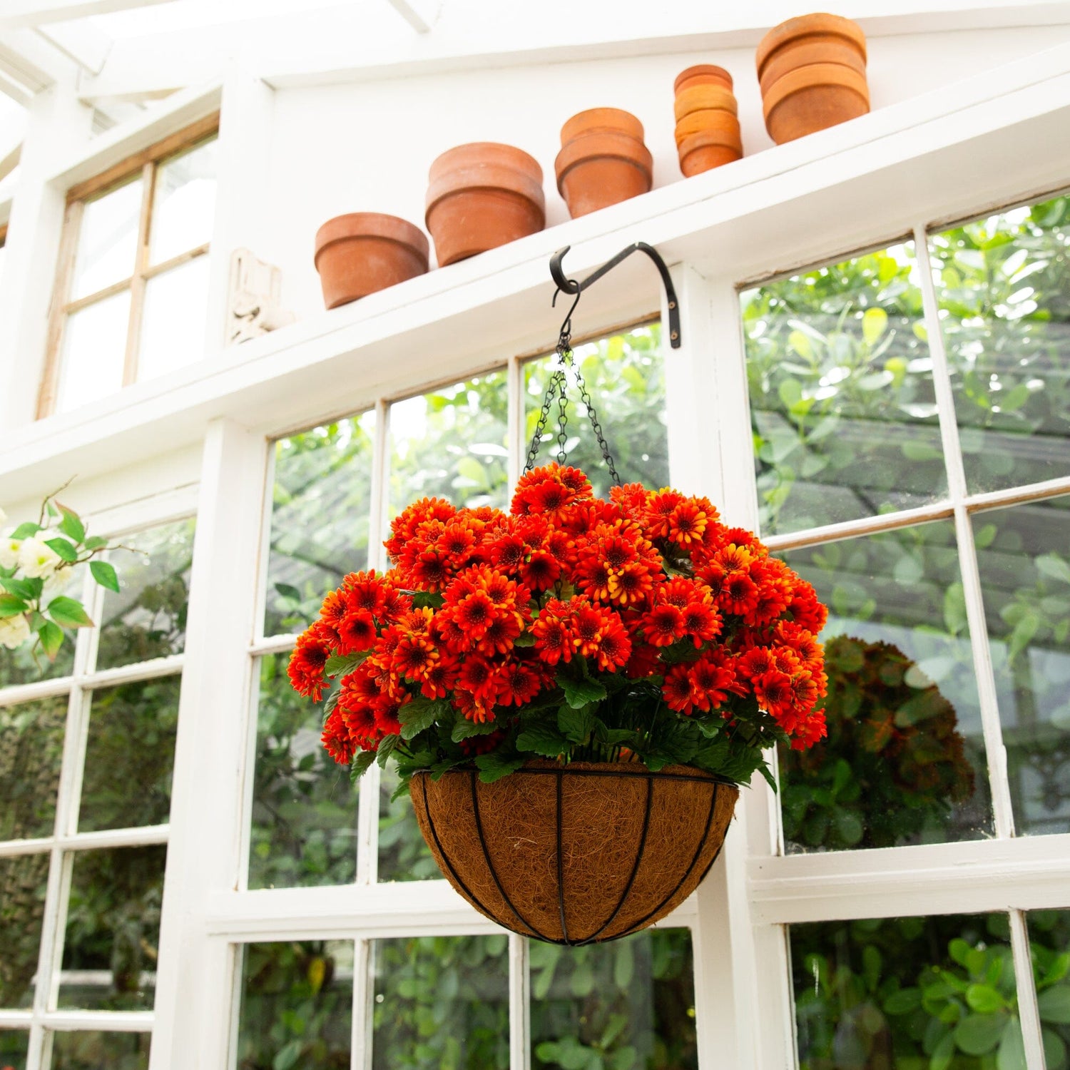 24" UV Resistant Artificial Chrysanthemum Hanging Basket (Indoor/Outdoor)