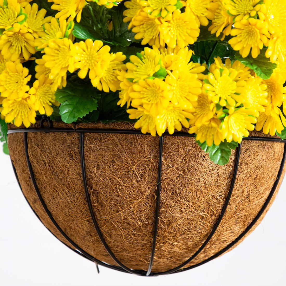 yellow plants for hanging baskets Nearly Natural 24 in. UV Resistant Artificial Chrysanthemum Hanging Basket Orange