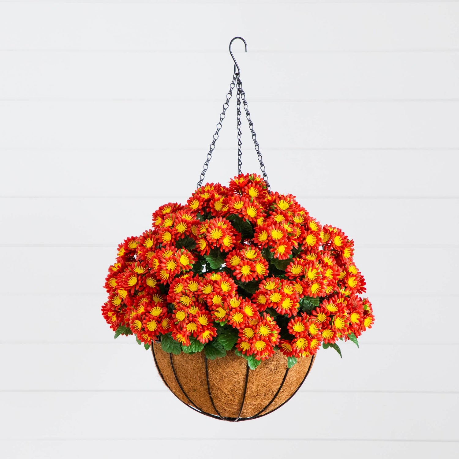 24" UV Resistant Artificial Chrysanthemum Hanging Basket (Indoor/Outdoor)